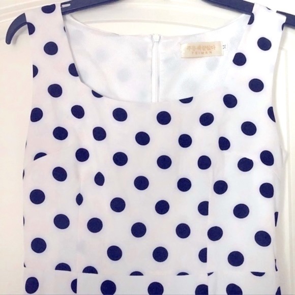 Polka dots mermaid ruffle dress size S/M petite Pretty Woman drop-waist peplum - Picture 3 of 15